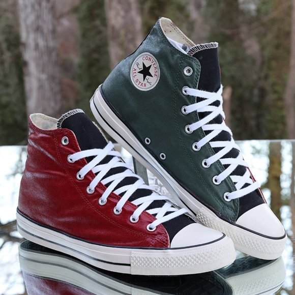 Converse Chuck Taylor All Star High Top Custom Red Black Green - Picture 1 of 14